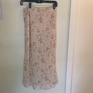 Cream, floral print, midi skirt with built in slit